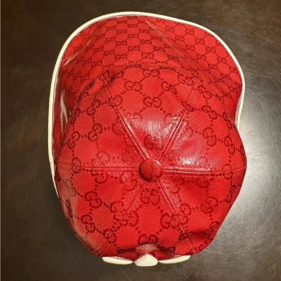 New Gucci x Adidas Wide Brim GG Supreme Logo Hat Red White Size M - Picture 5 of 14
